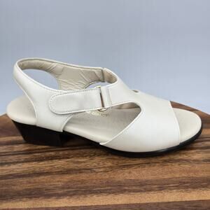 SAS Suntimer Sandals Womens 5.5M Ivory Beige Heel Comfort Open Toe Leather Shoes
